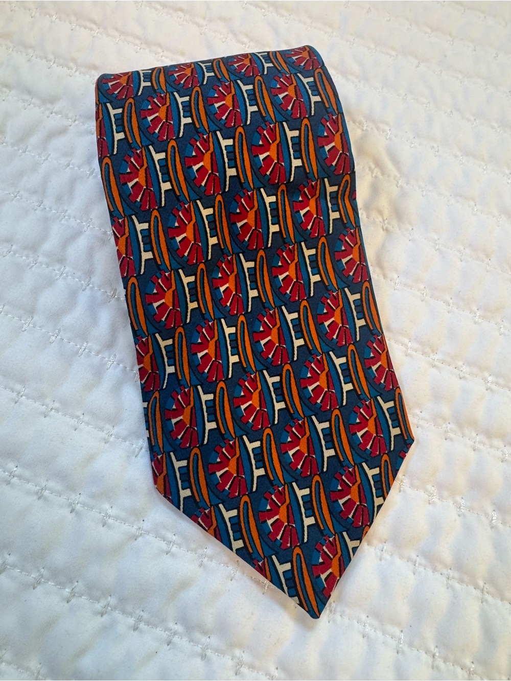 Vintage Venanzi 100% Silk Necktie Made in Italy Geometric Abstract Wide Tie